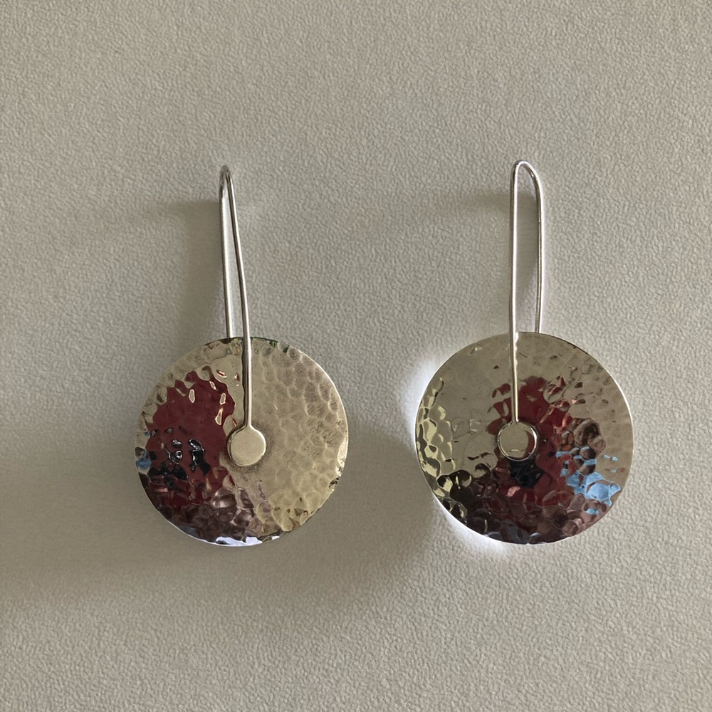Silpada Hammered Circular Disk Sterling Silver Earrings